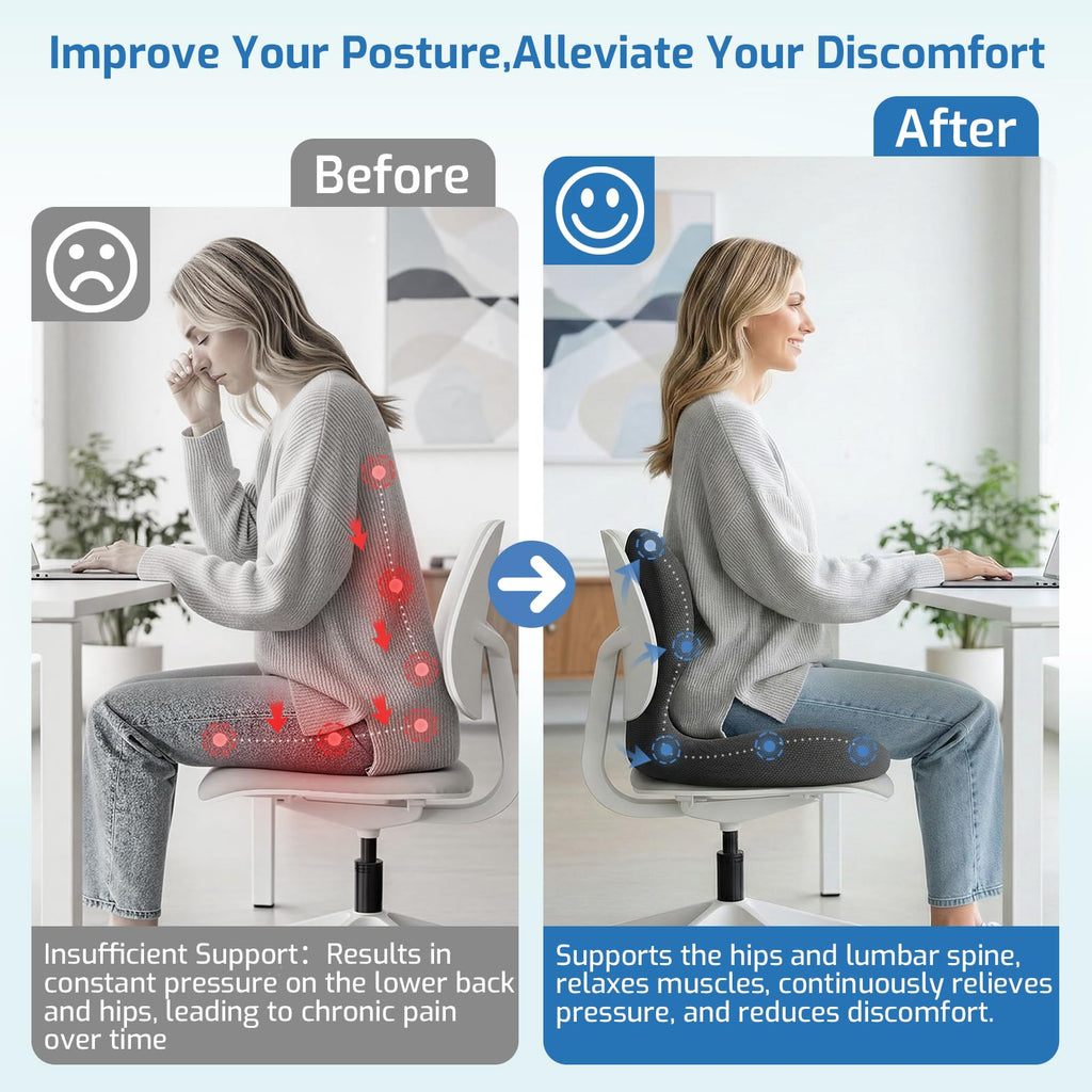 Ergonomic Seat Cushion with Lumbar Support Pillow L510