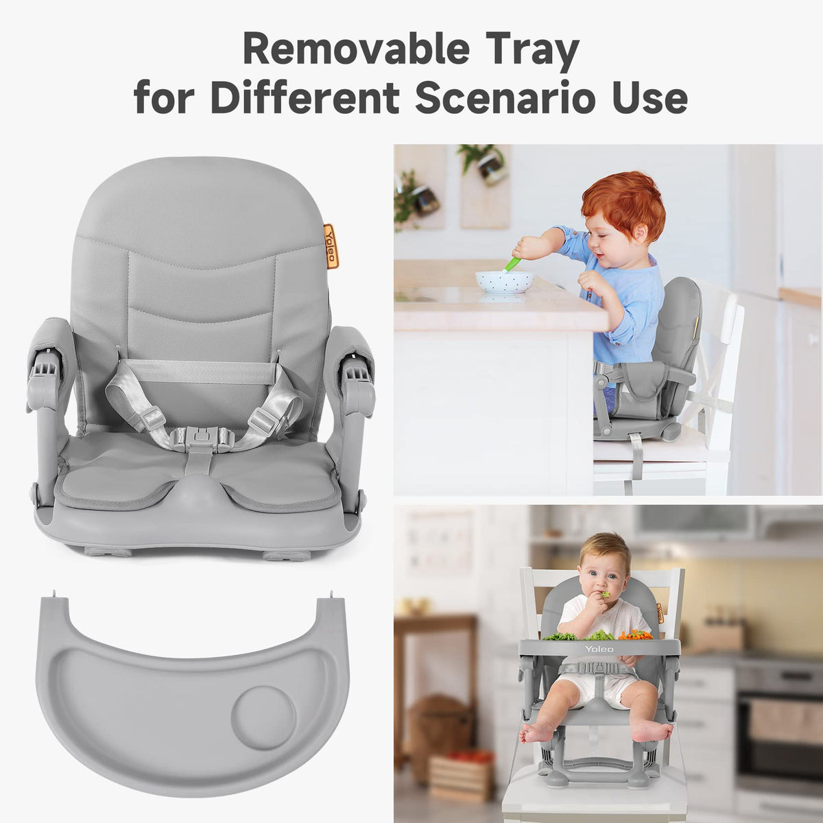 Foldable Baby High Chair Booster Seat with Removable Tray S803