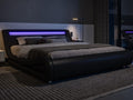 Queen Size LED Platform Bed Frame with Adjustable Headboard, Black G410