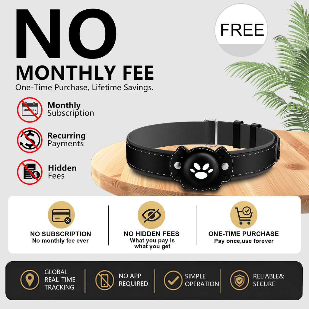 GPS Cat Collar Tracker, Waterproof, Black C7715