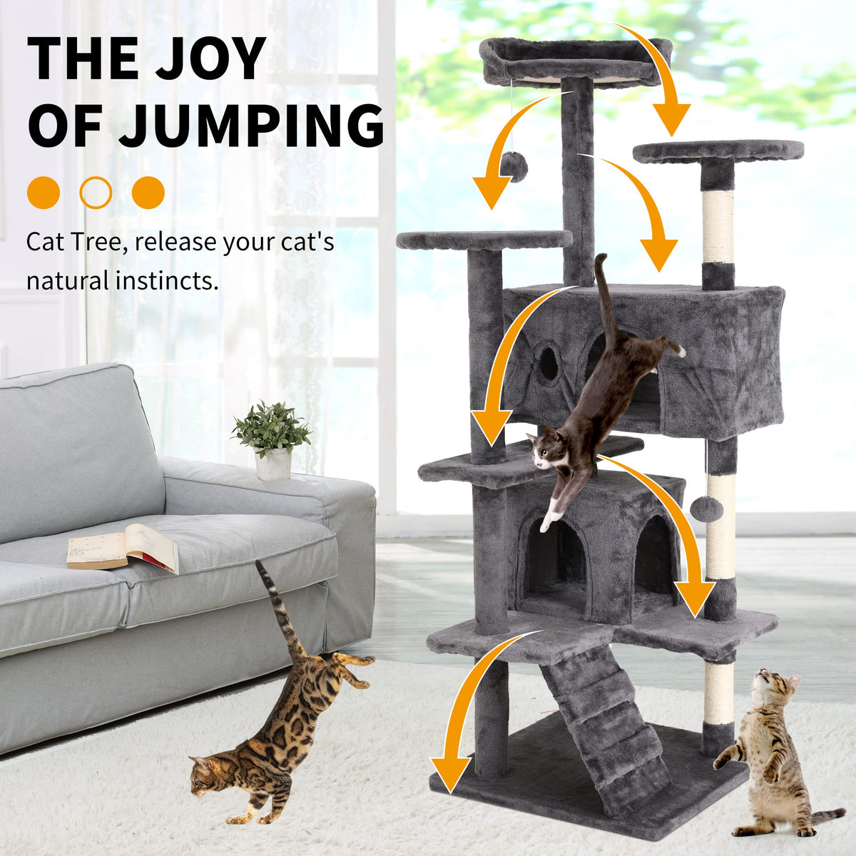 70 Inches Navy Blue Cat Tree N6918