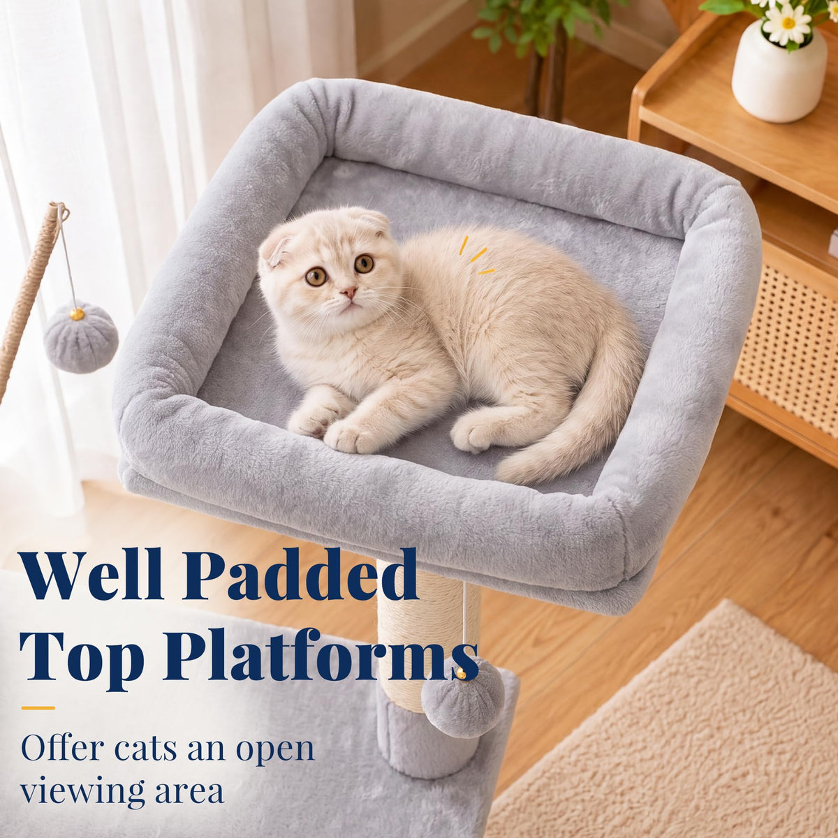 Cat Tree Tower with Padded Platform Bed, Hammock P8944