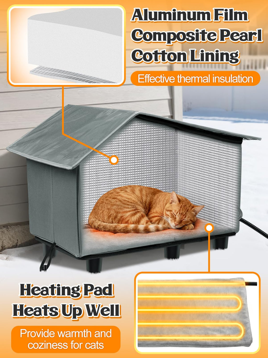 Heated Outdoor Cat House with Escape Door Z19667