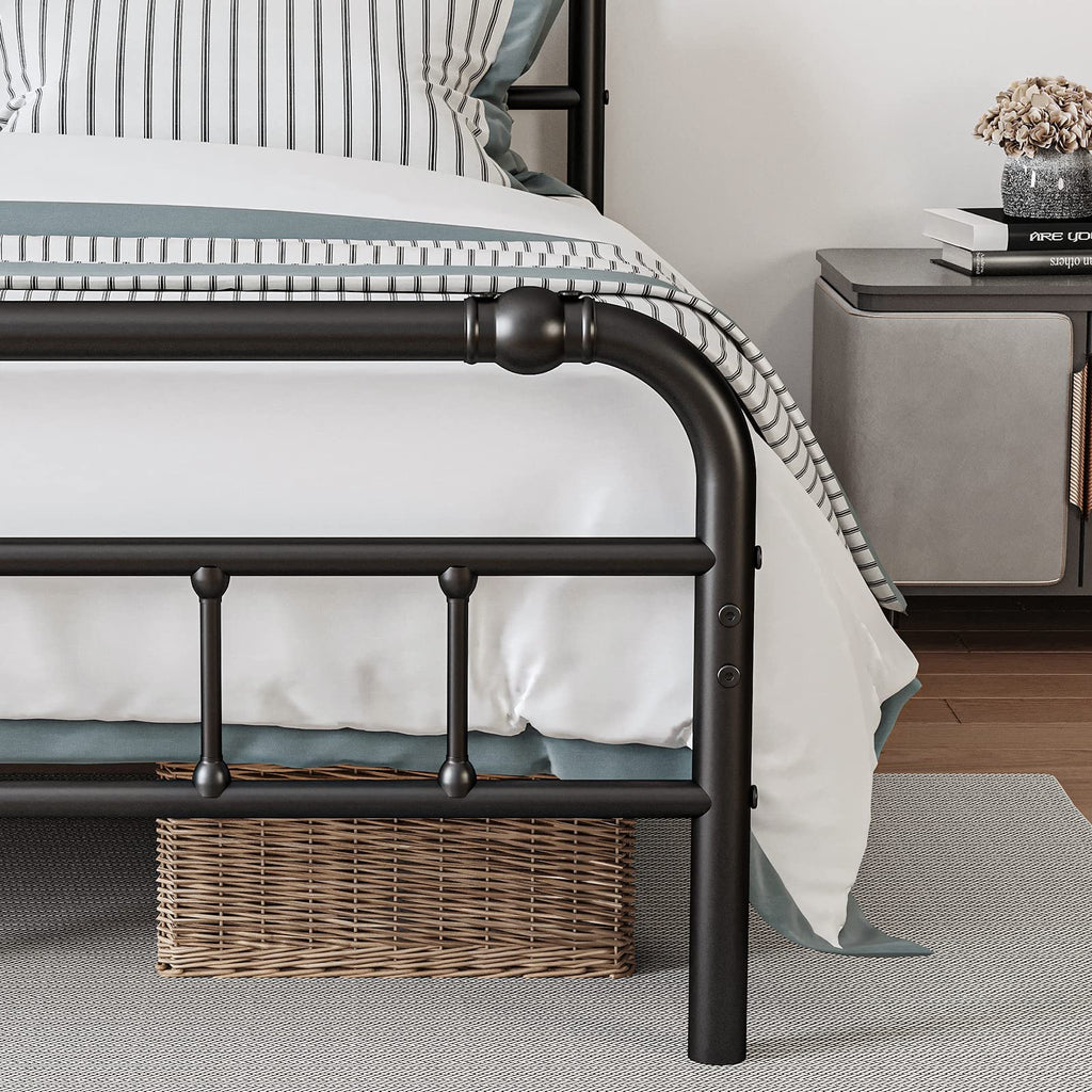 Full Size Metal Bed Frame with Iron Headboard R9641