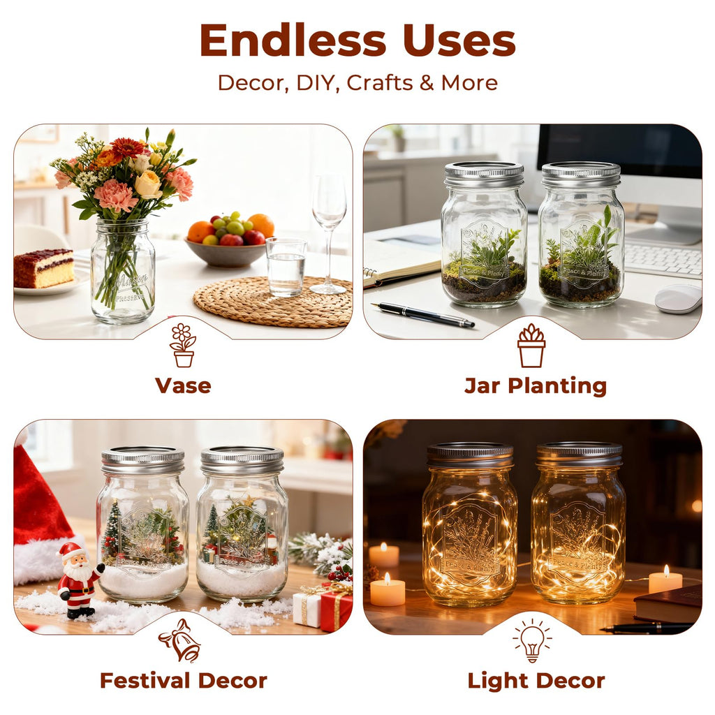16oz 12 Pack Mason Jars with Airtight Lids E5345