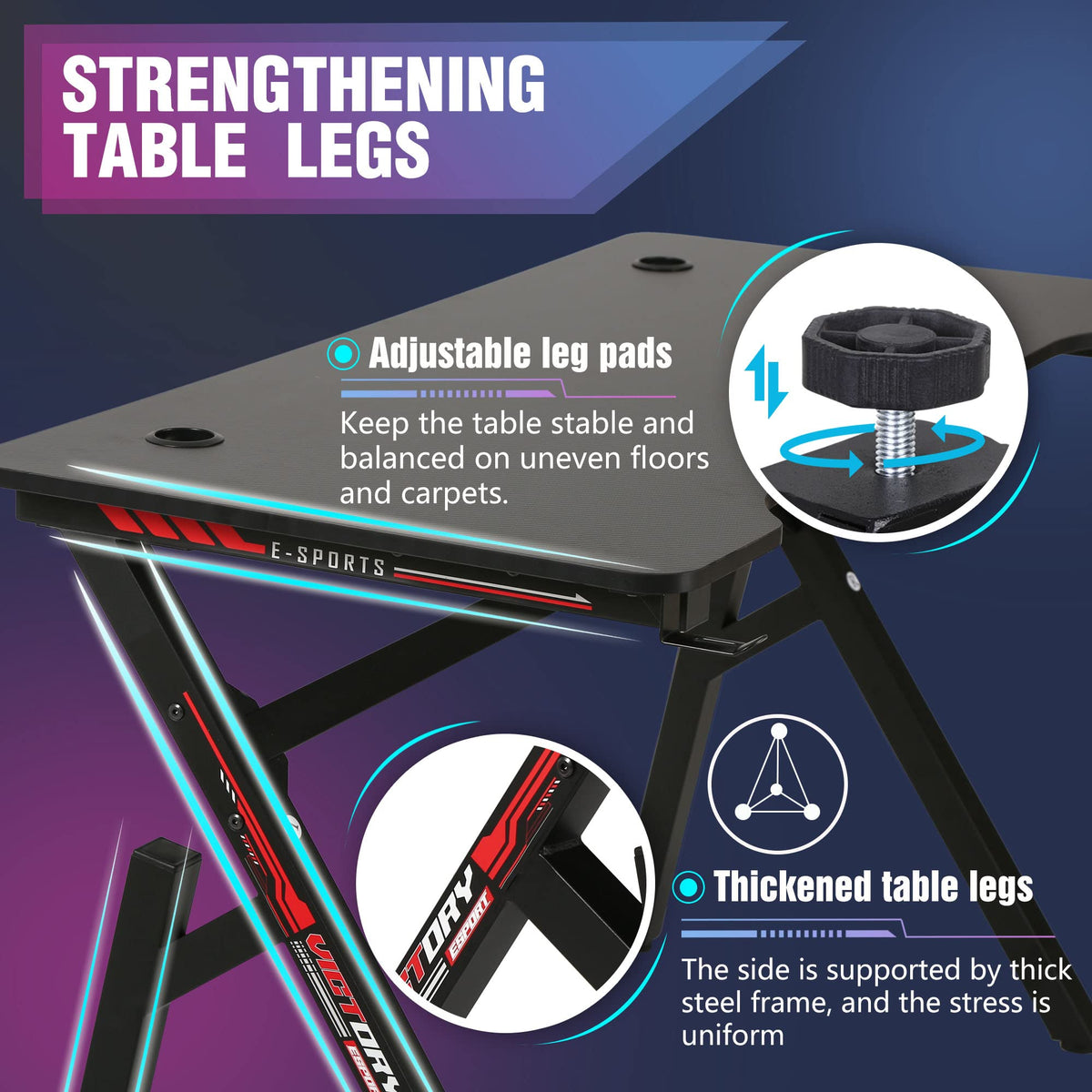 47 Inch Red Gaming Desk with Mouse Pad B8367