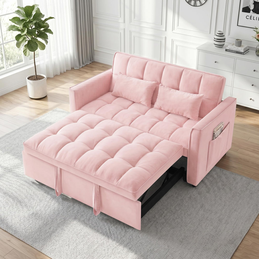 Pink Velvet 3-in-1 Sofa Bed L589775