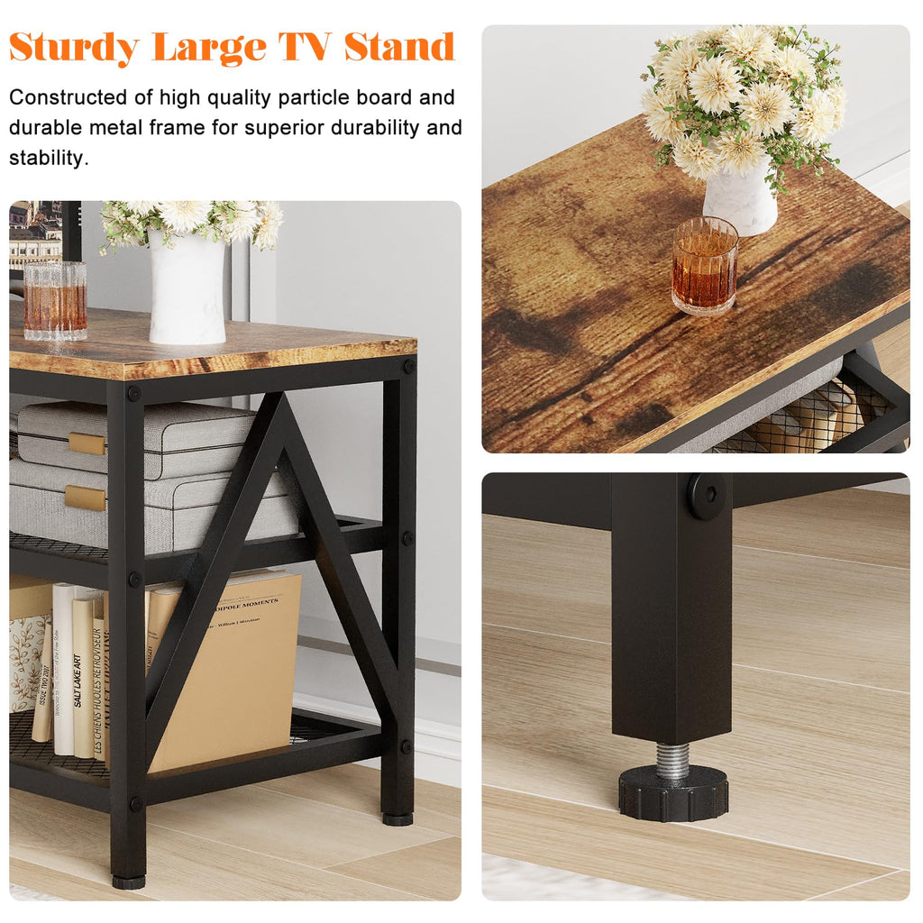 63" TV Stand with 3-Tier Storage Shelves G685