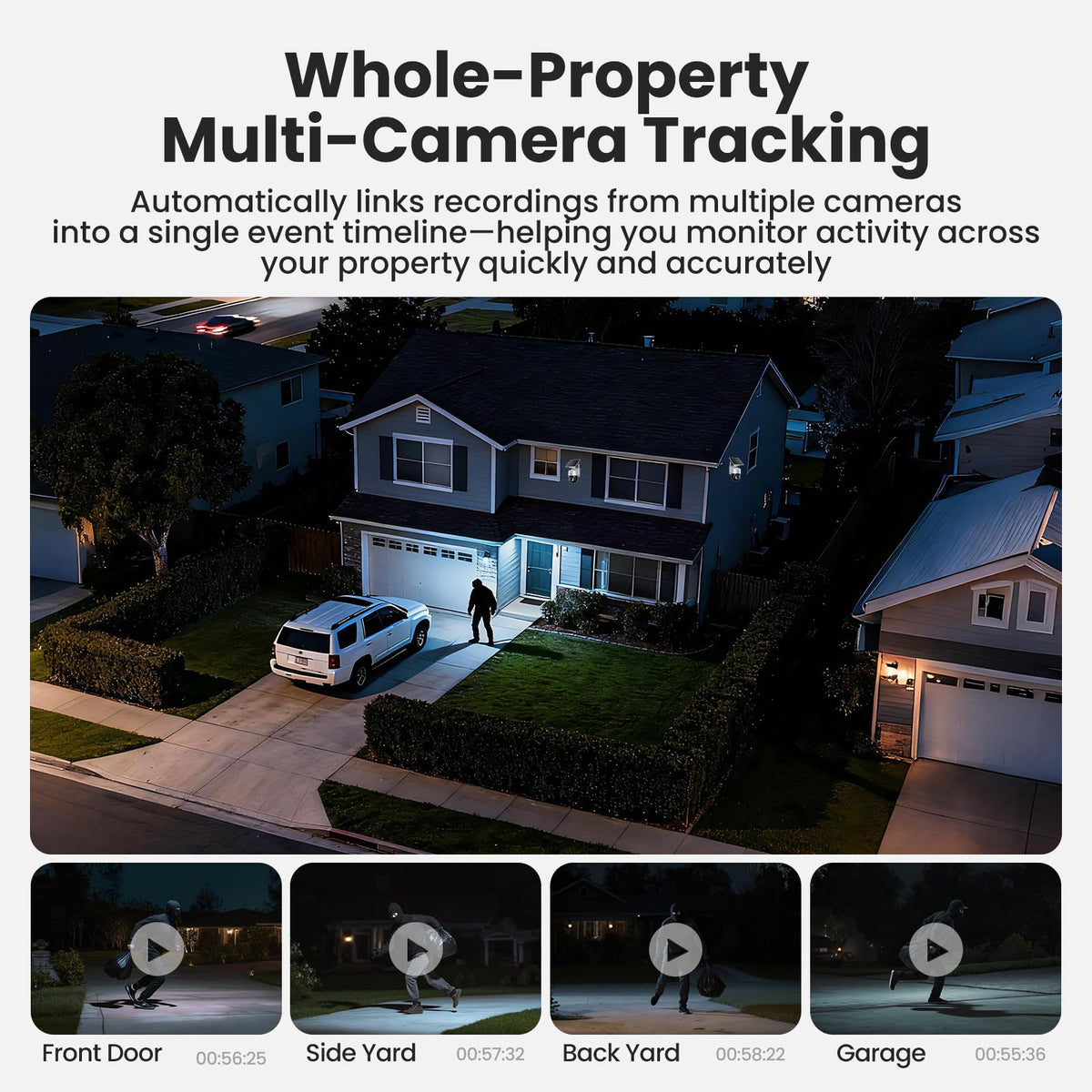 4K Solar Security Cameras Wireless Outdoor System 4-Cam Kit H94943