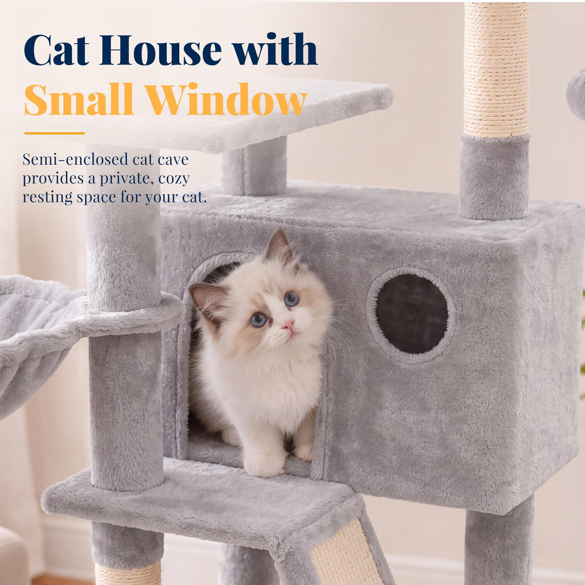 Cat Tree Tower with Padded Platform Bed, Hammock P8944