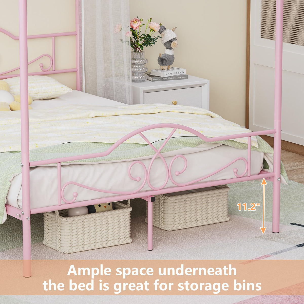 Full Size Canopy Bed Frame with 4 Posters K996
