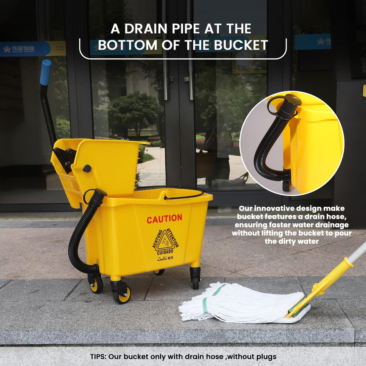35Qt Mop Bucket with Wringer and Drain Hose L4627