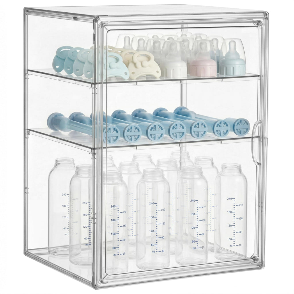 3 Tiers Adjustable Clear Acrylic Baby Bottle Storage Organizer K58201