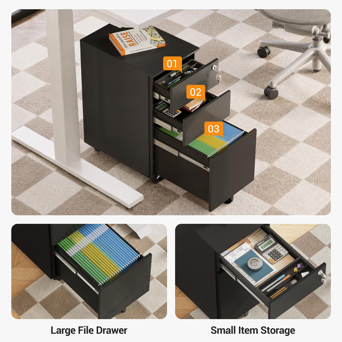 3 Drawer File Cabinet with Lock C5583