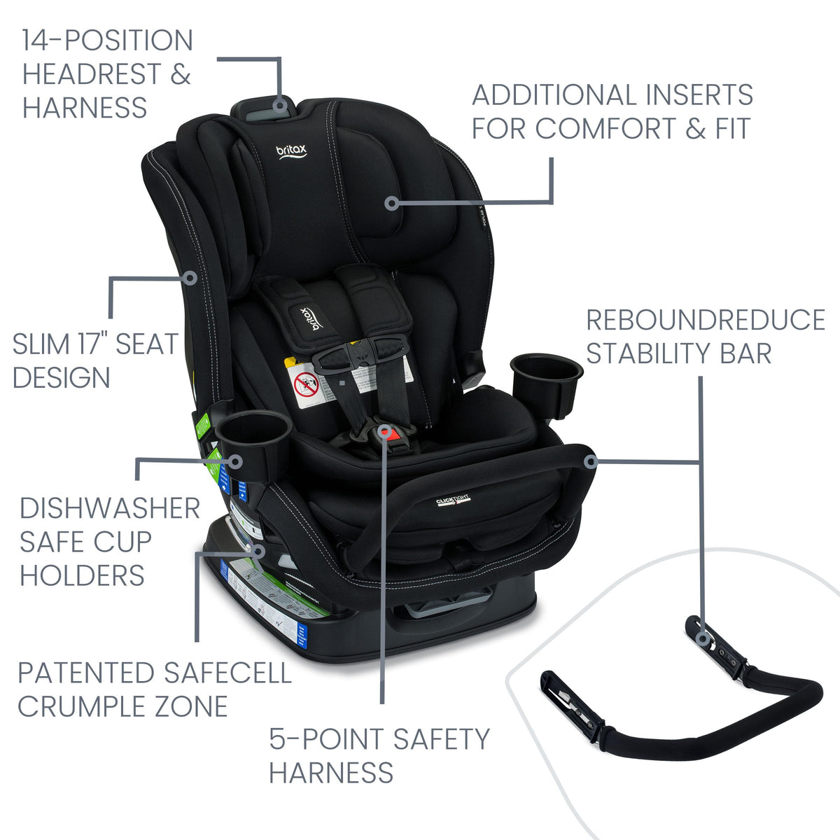 Convertible Car Seat with Slim 17-Inch Design X21779
