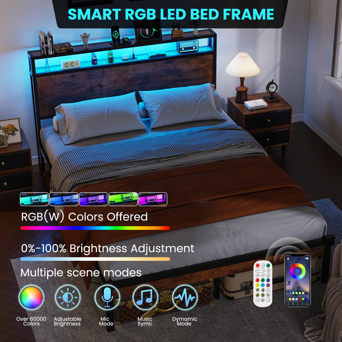 Full Size Bed Frame with Headboard A3930