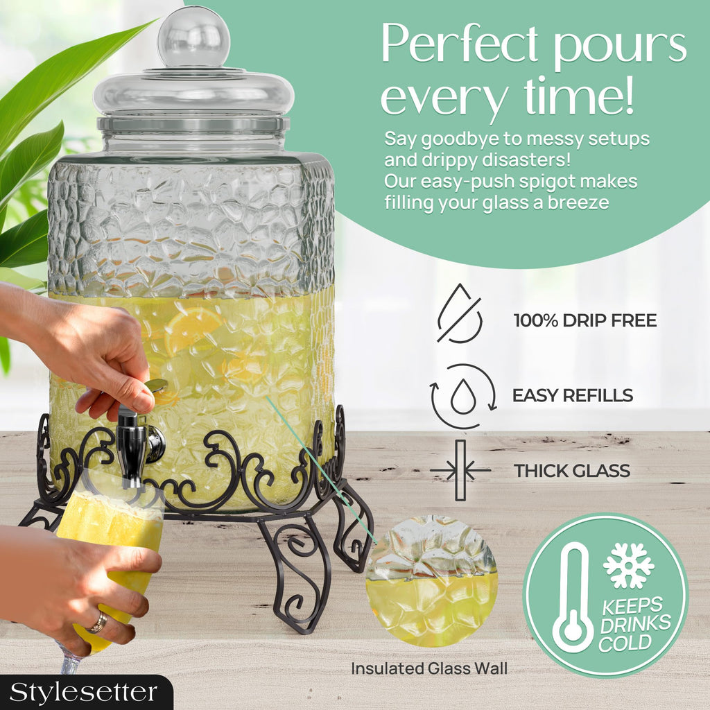 Glass Beverage Dispenser with Stand 2.5 Gal S218