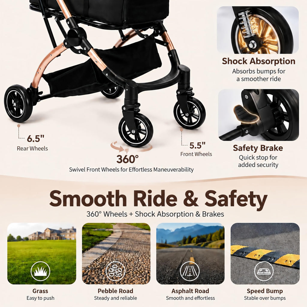 Black 3-in-1 Pet Stroller with Removable Carrier X286