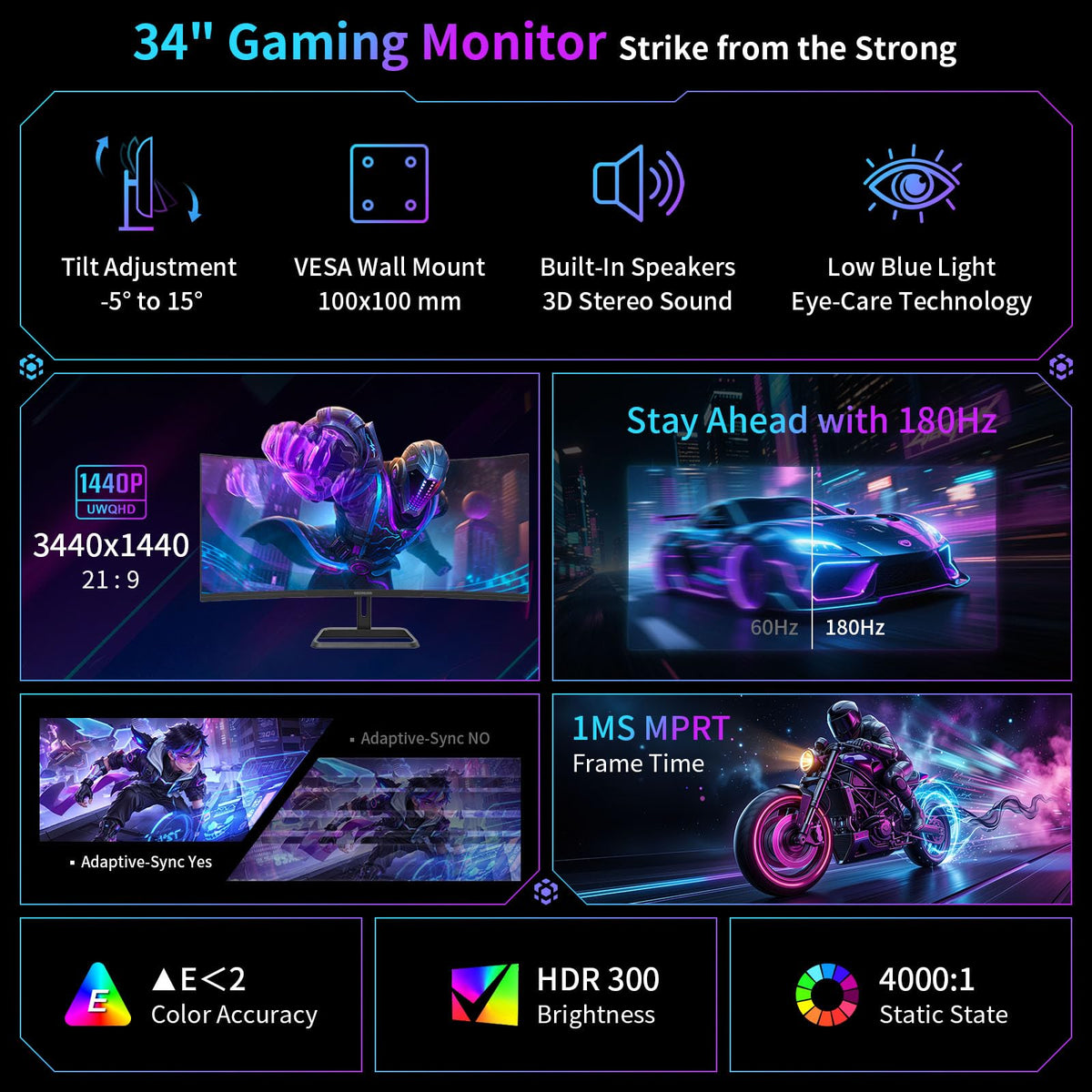 34” Curved Ultrawide Gaming Monitor 180Hz 3440×1440 C2792