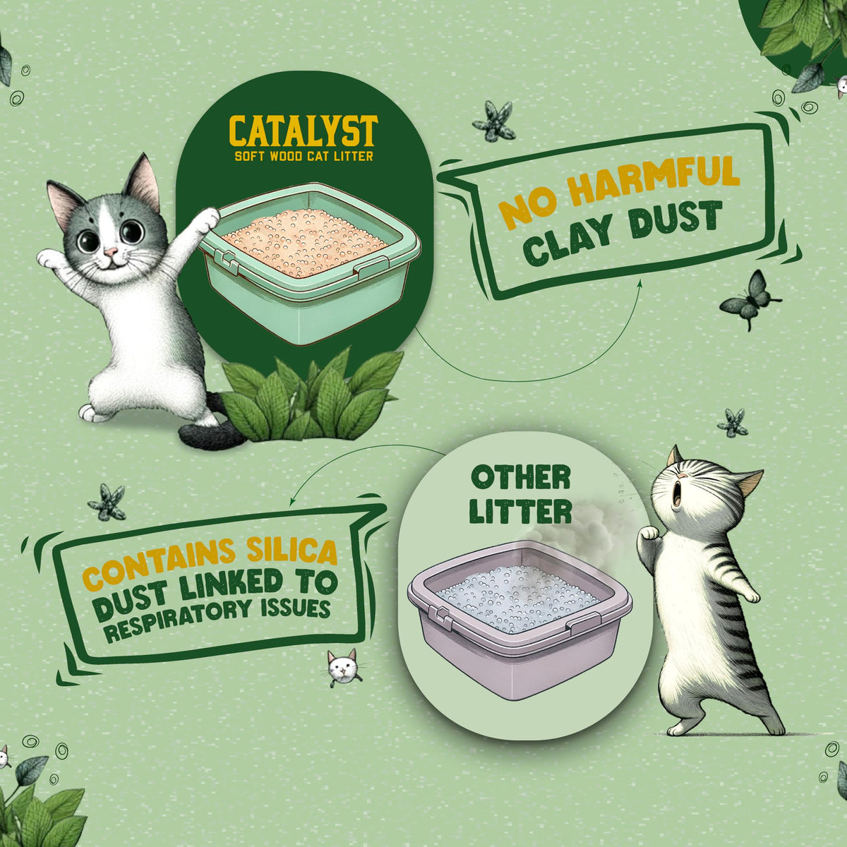 Natural Soft Wood Cat Litter Set of 2 M1907