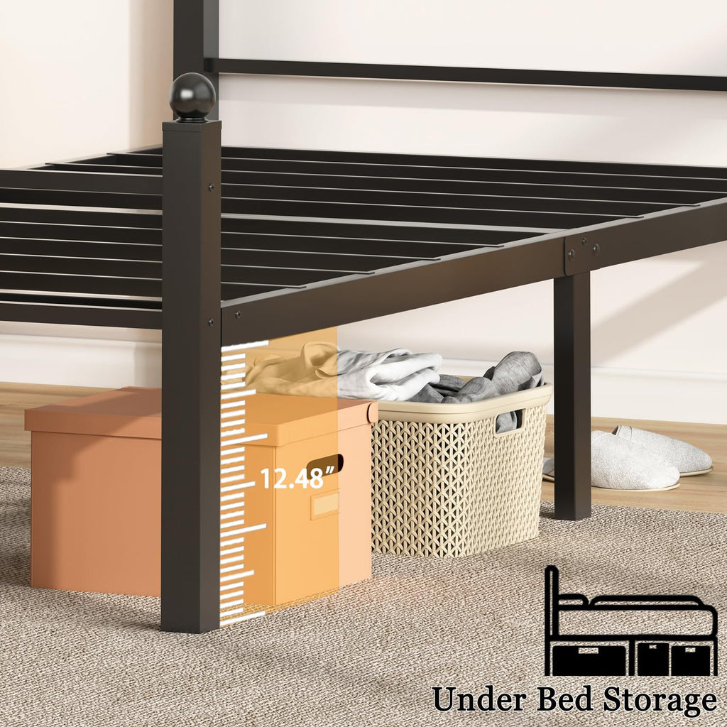 Black Metal Twin Size Bed Frames with Headboard G646612