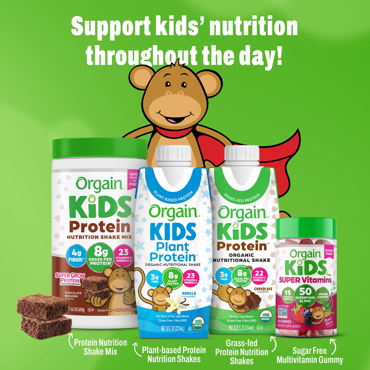 Organic Kids Vegan Protein Shakes Vanilla 8g Plant Protein 8 Fl Oz 12 Pack F54186