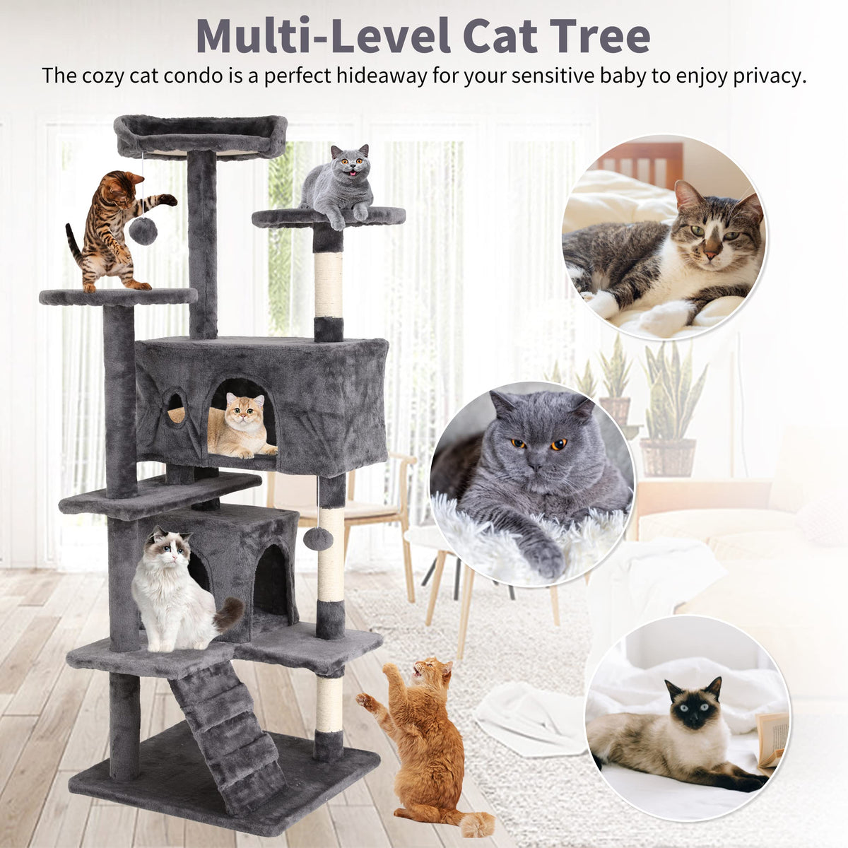 70 Inches Navy Blue Cat Tree N6918