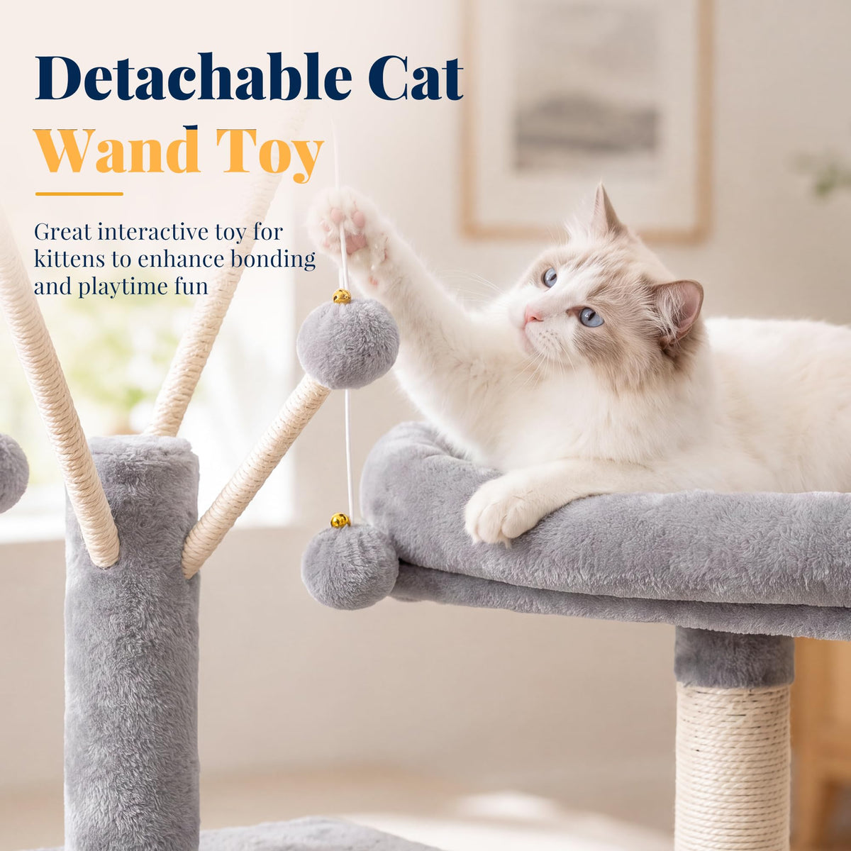 Cat Tree Tower with Padded Platform Bed, Hammock P8944