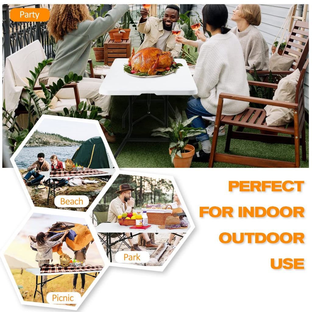 White 6 ft Folding Portable Table 500 lbs Capacity C14084