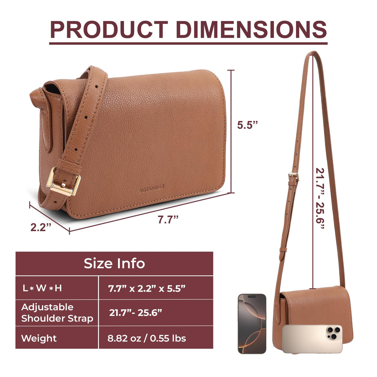 Genuine Leather Crossbody Shoulder Bag with Adjustable Strap Q76100