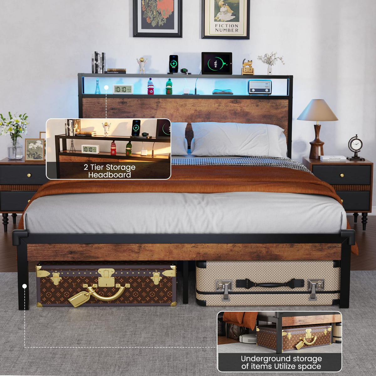 Full Size Bed Frame with Headboard A3930