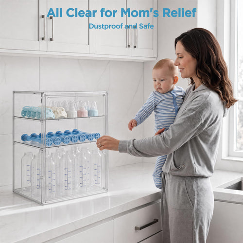 3 Tiers Adjustable Clear Acrylic Baby Bottle Storage Organizer K58201