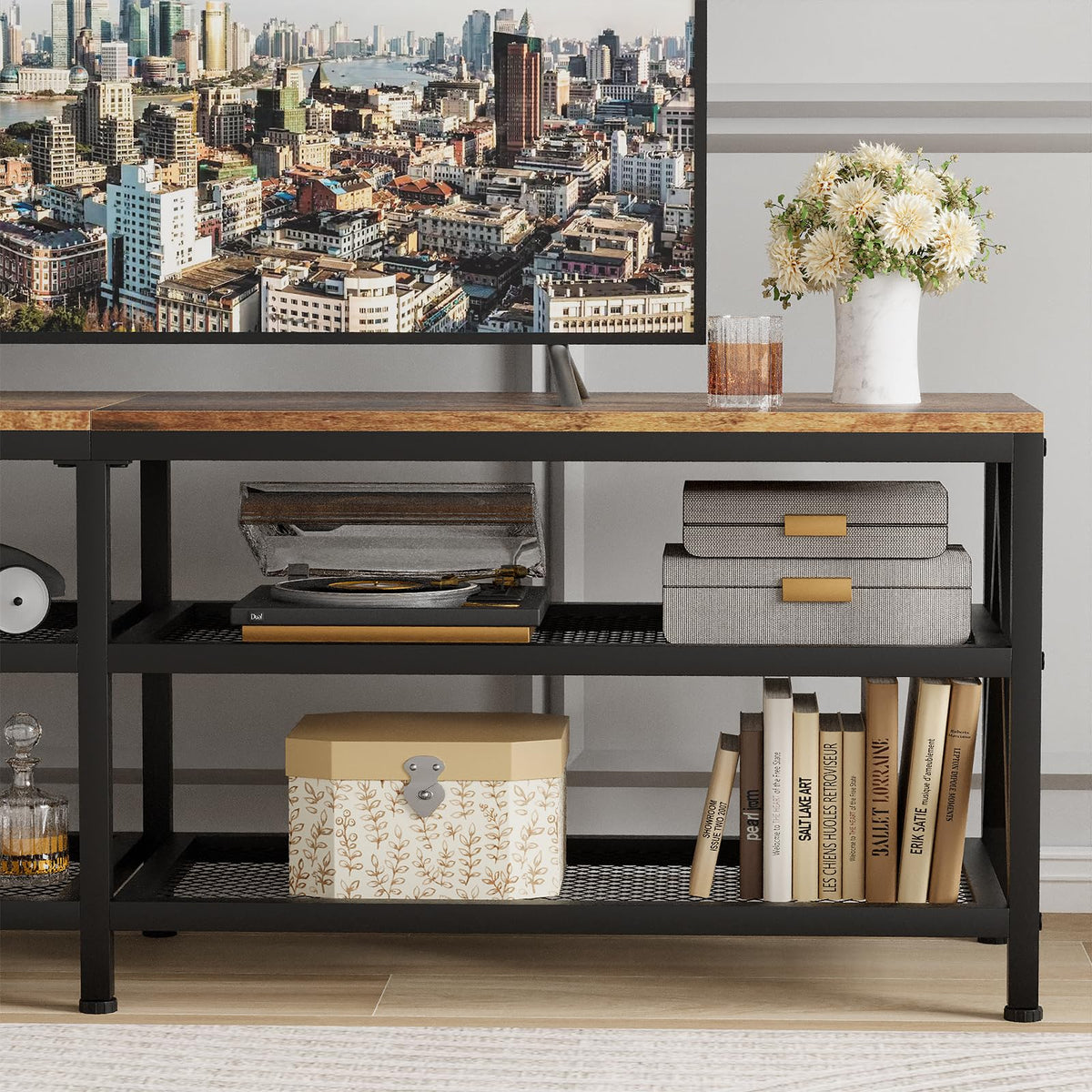 63" TV Stand with 3-Tier Storage Shelves G685