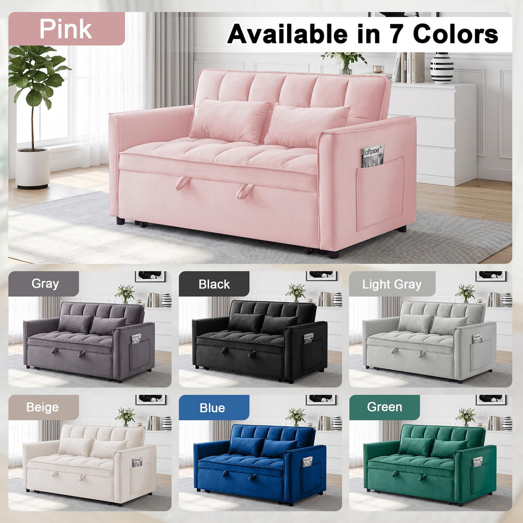 Pink Velvet 3-in-1 Sofa Bed L589775