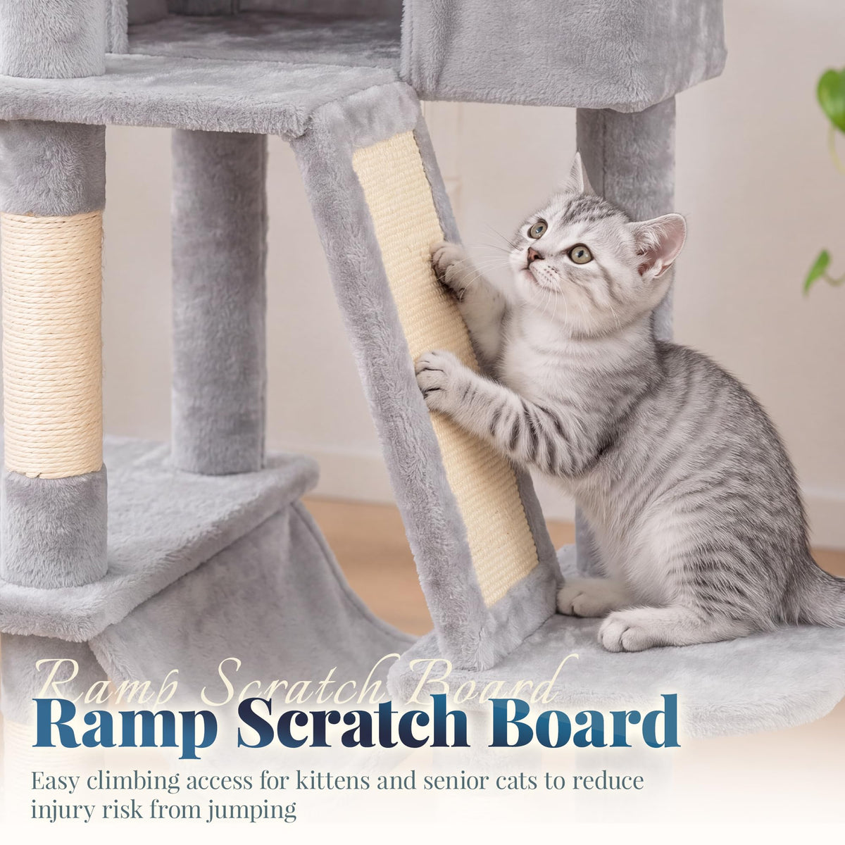 Cat Tree Tower with Padded Platform Bed, Hammock P8944