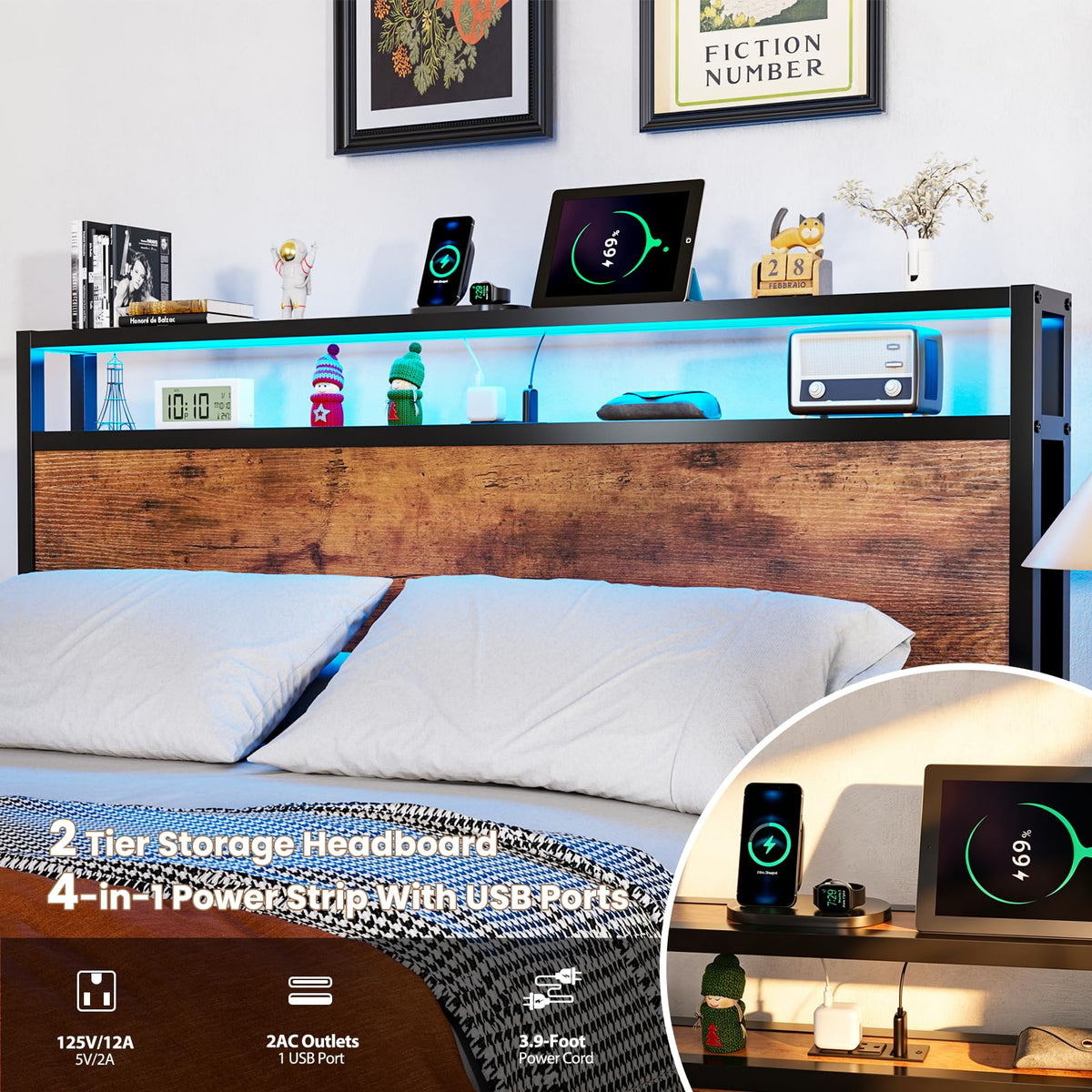 Full Size Bed Frame with Headboard A3930