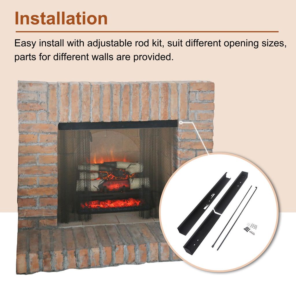 Black Matte Fireplace Mesh Screen Curtain Y512