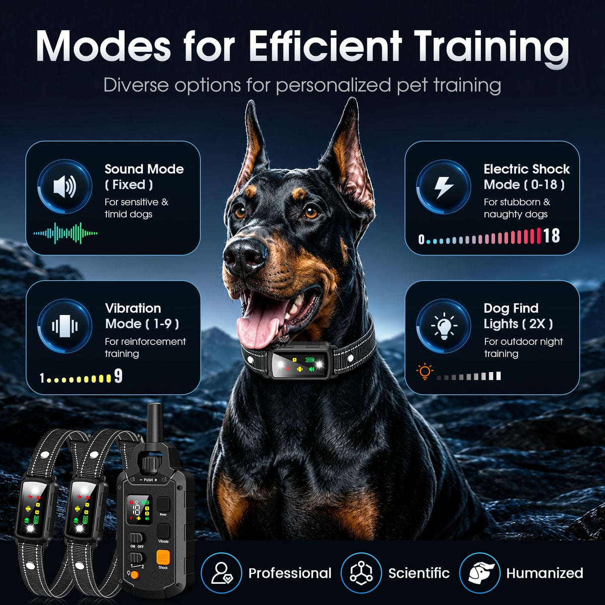 2 Dogs Waterproof Dog Training Collar with Remote M32160