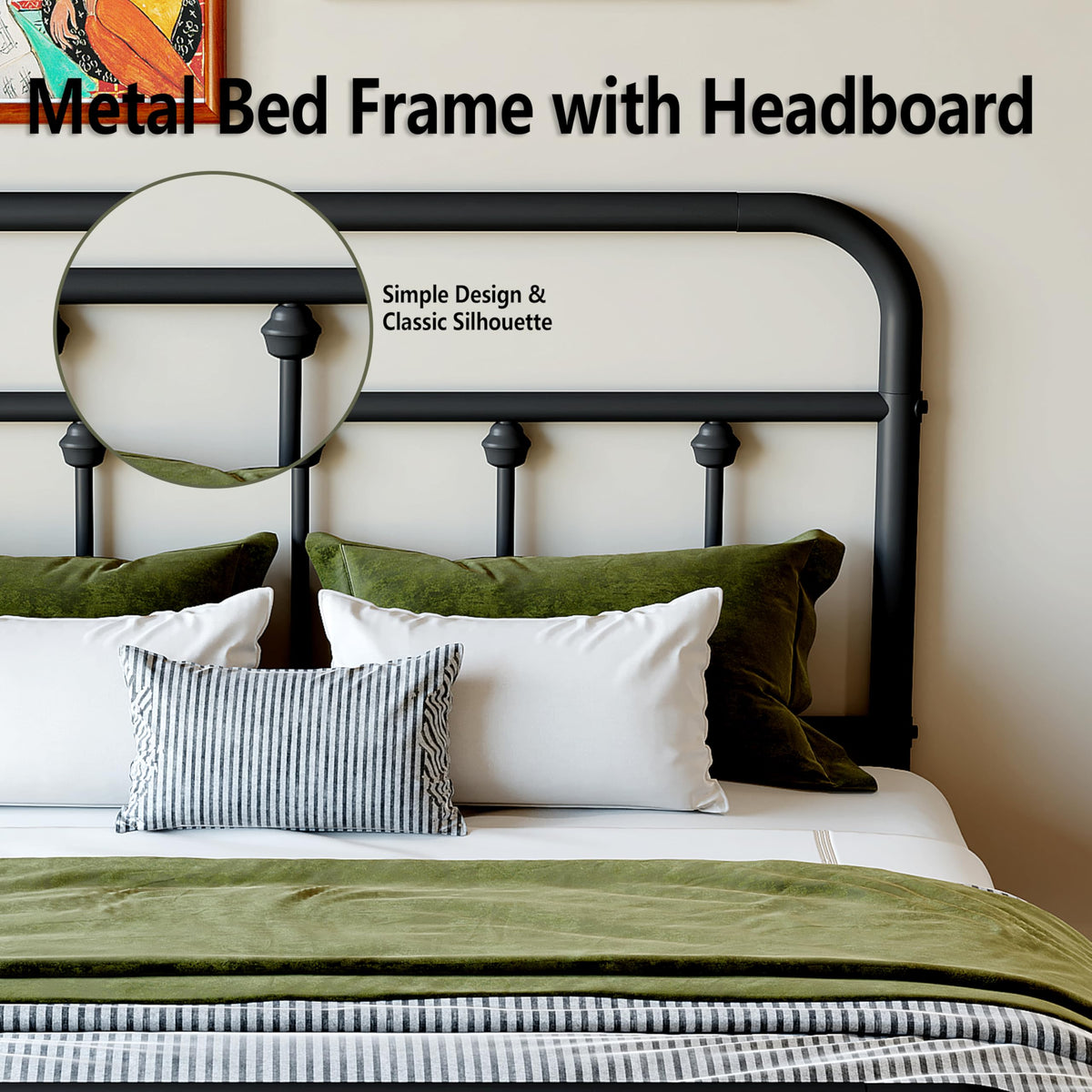 Black Twin Size Metal Bed Frame with Storage Space Y3457