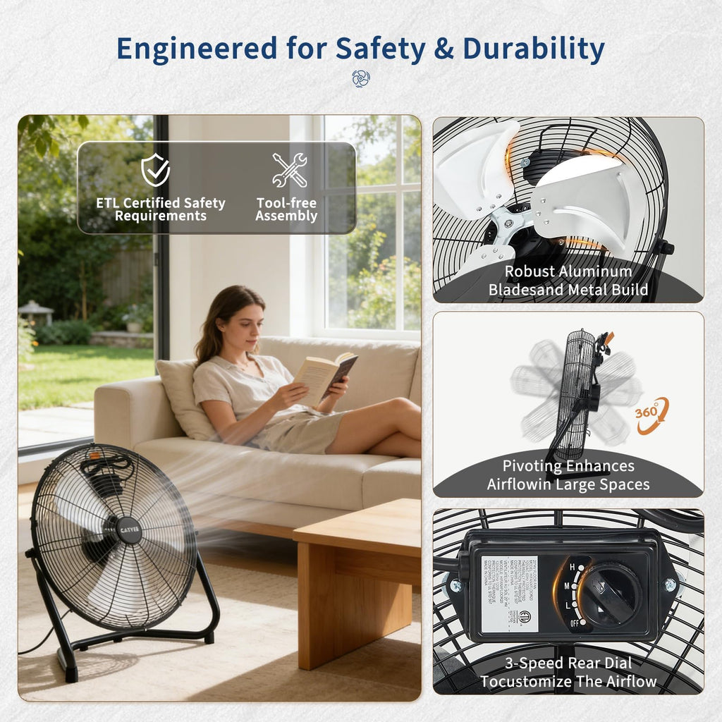 18 Inch 3 Speeds Metal Floor Fan J2228