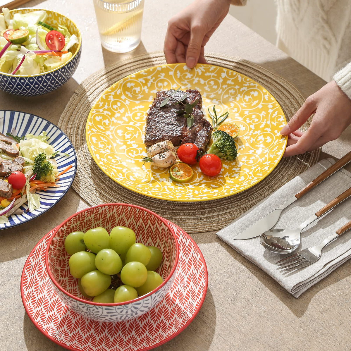 Ceramic 12-Pieces Dinnerware Sets for 4 R58251