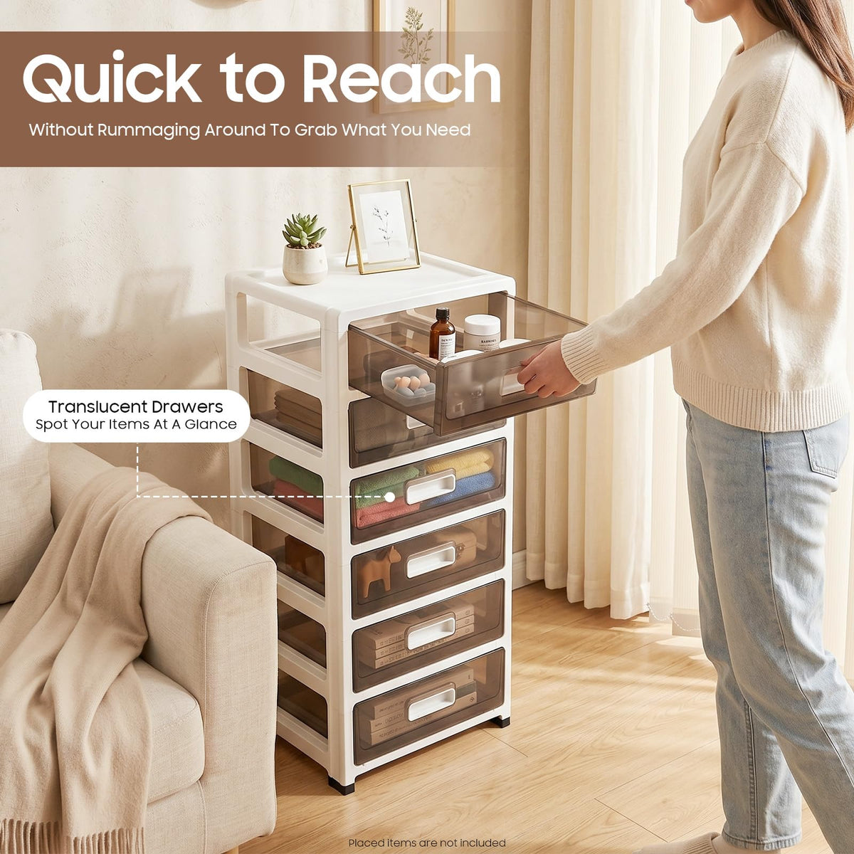 6-Tier Clear Plastic Storage Organizer Cart with Wheels H66585