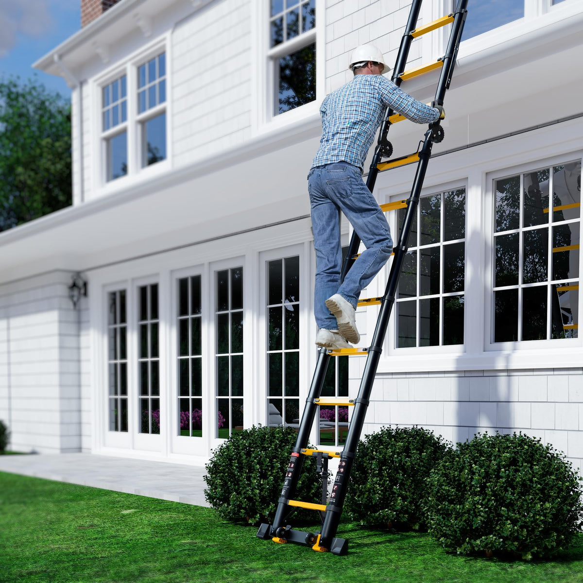 Telescoping Ladder 16.5 FT A Frame 330 lbs Capacity Yellow W270259