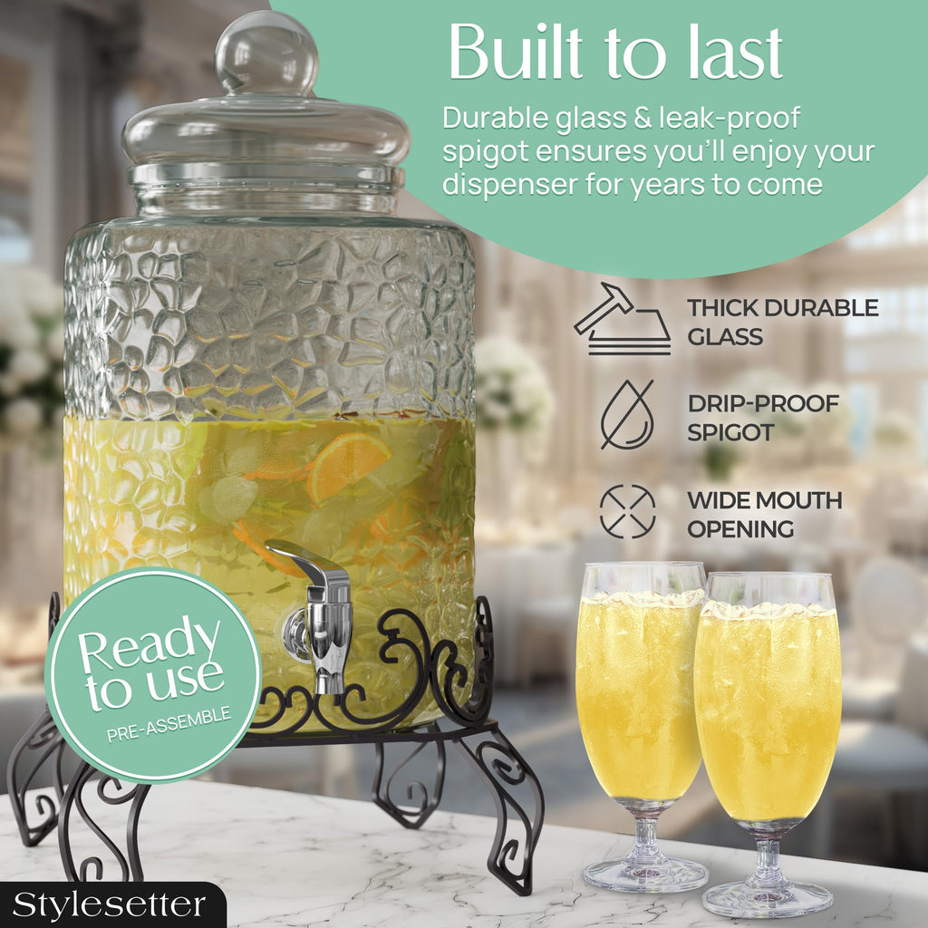 Glass Beverage Dispenser with Stand 2.5 Gal S218