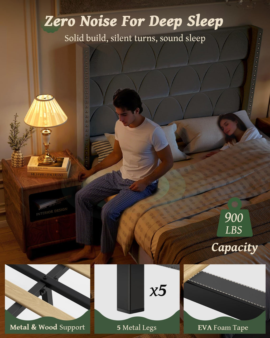 Queen Size Velvet Upholstered Platform Bed Frame C207475