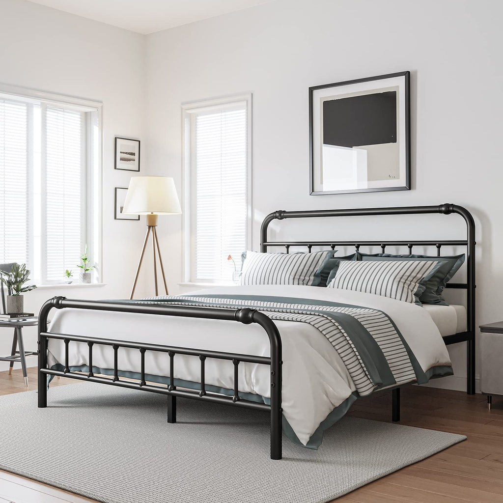 Full Size Metal Bed Frame with Iron Headboard R9641