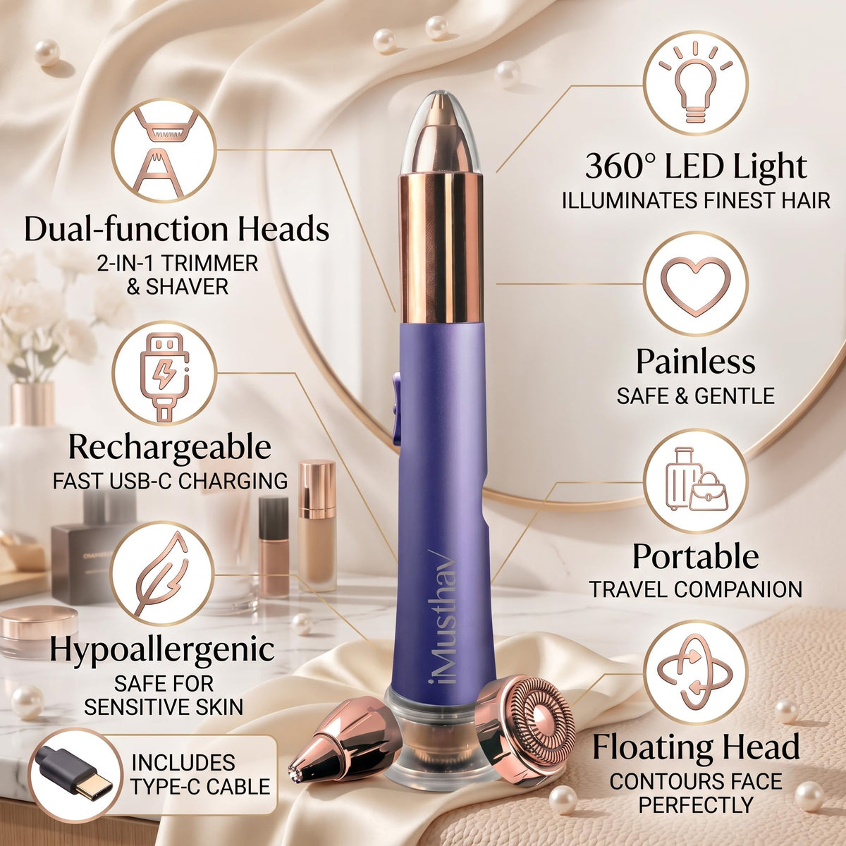 2-in-1 Facial Hair Remover & Eyebrow Trimmer S624