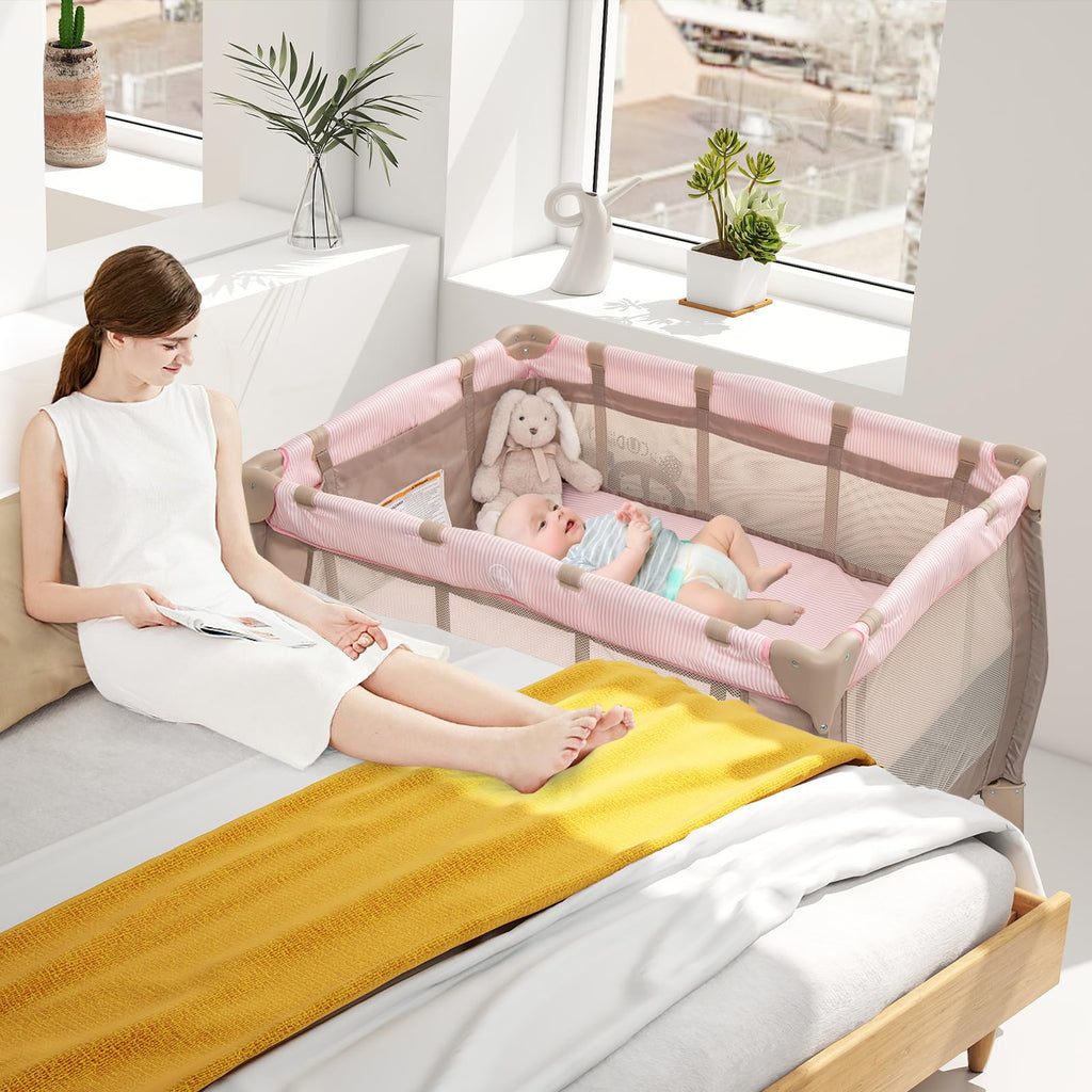 3 in 1 Portable Baby Playard with Bassinet and Changing Table U6319