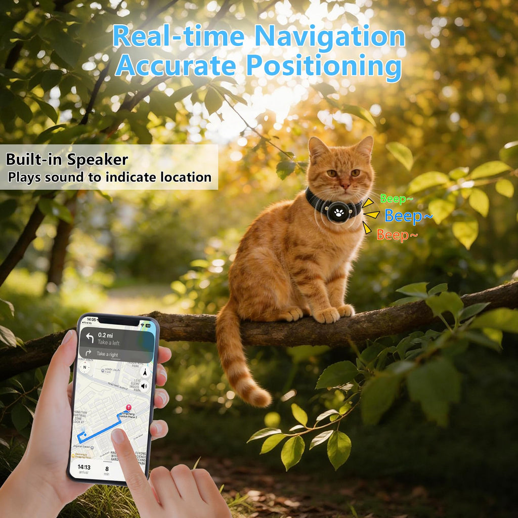 GPS Cat Collar Tracker, Waterproof, Black C7715