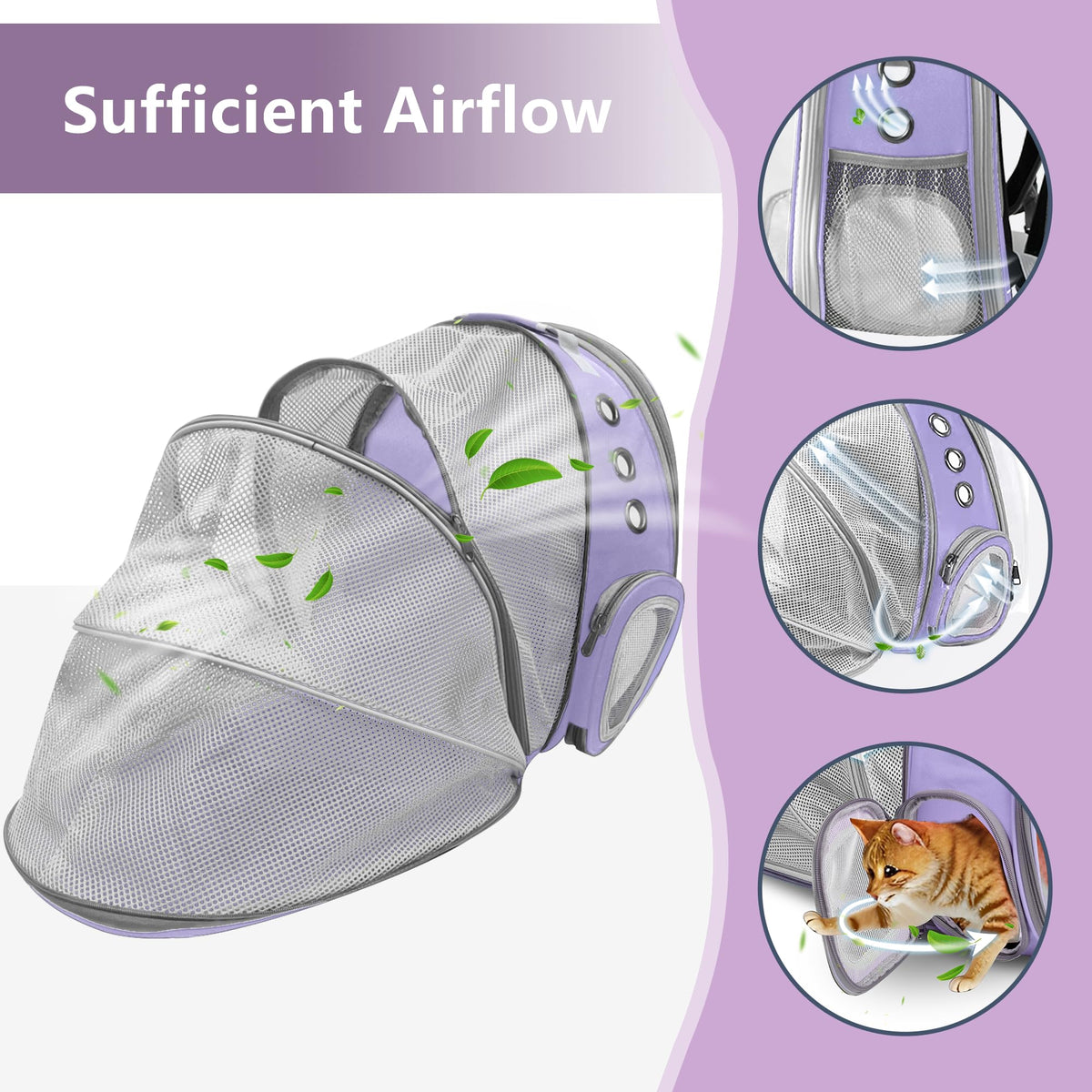 Expandable Cat Carrier Backpack with Bubble Window O483875
